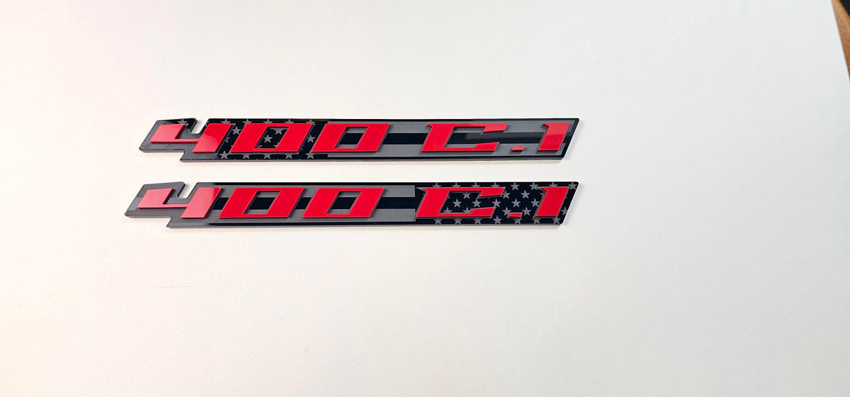 2020-2026 Chevy Silverado HD | 400 C.I. Hood Vent Emblems (Pair) (installed reference photo)