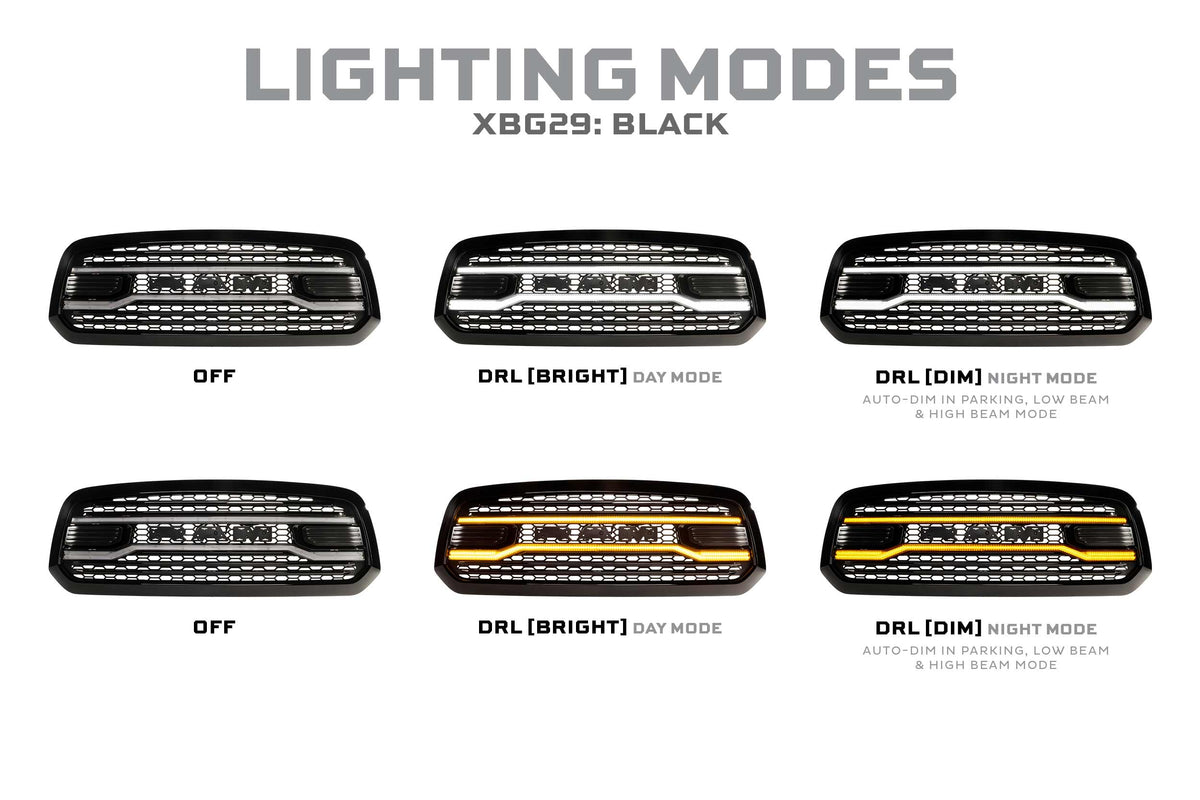 2013-2018 RAM 1500/2500/3500 & 2019-2024 RAM 1500 CLASSIC MORIMOTO XBG LED GRILLE