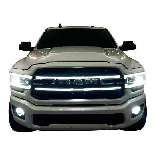 2019-2024 Ram 2500/3500 Laramie LED Grille Accent Bar – Curved Fit, IP67, Black or Silver Frame