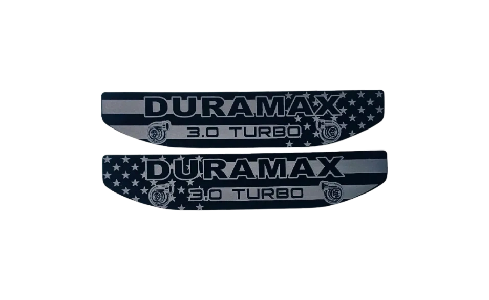 2019-2026 GMC Sierra 1500 | Duramax 3.0 Turbo American Flag Fender Emblem Inserts (installed reference photo)