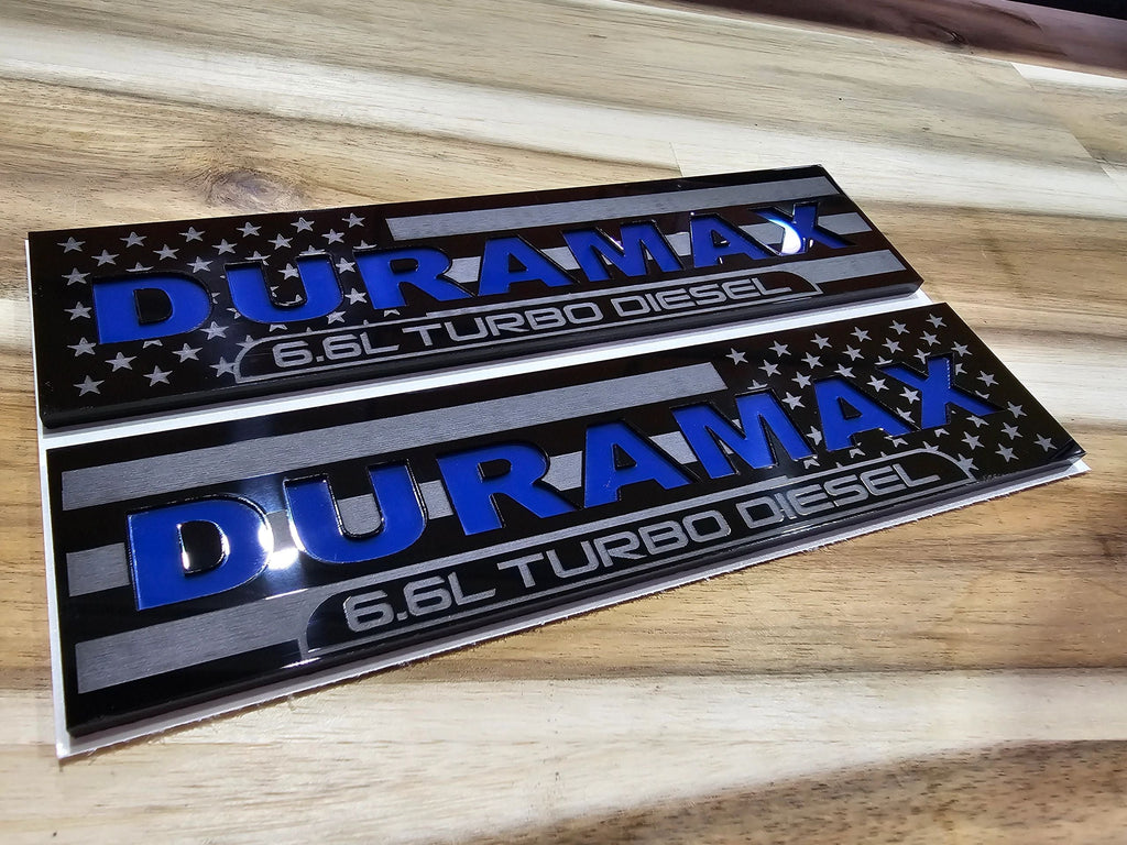 2020-2026 GMC Sierra HD | Duramax-Style American Flag Fender Emblem Inserts (Pair) (installed reference photo)