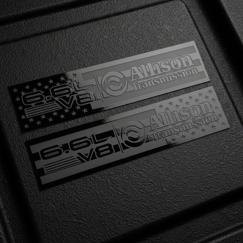 2020-2026 GMC Sierra HD | 6.6L V8 Allison Transmission Fender Emblems (Pair) (installed reference photo)