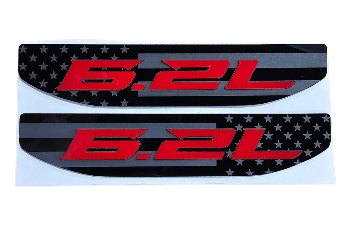 2019-2026 GMC Sierra 1500 | 6.2L Over American Flag Fender Emblem Inserts (installed reference photo)