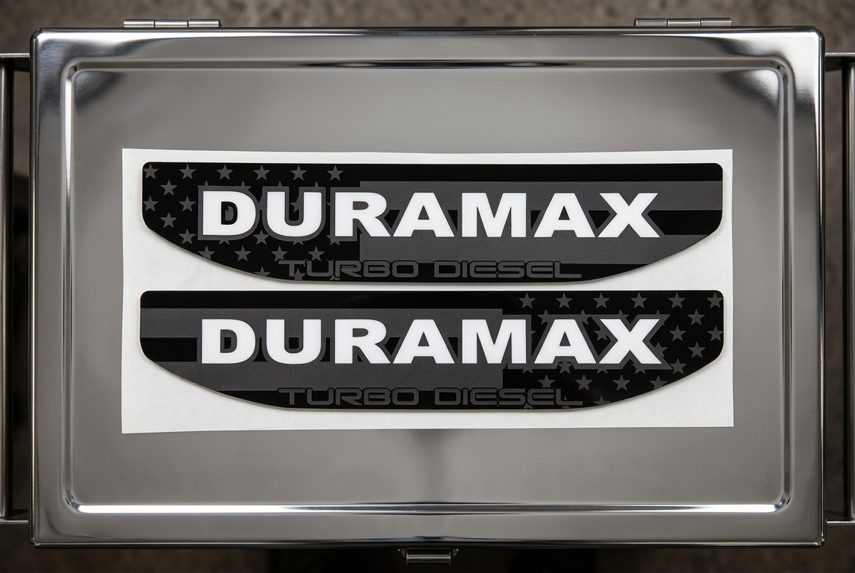 2019-2026 GMC Sierra 1500 | Duramax Turbo Over American Flag Fender Emblem Inserts (installed reference photo)