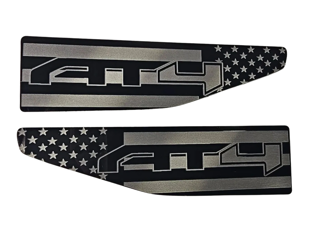 2021-2026 GMC Yukon | AT4 Over American Flag Fender Emblems (Pair) (installed reference photo)