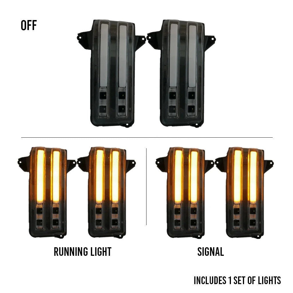 2019-2026 Silverado & Sierra tow mirror marker lights, clear lens with spot lights, amber running light