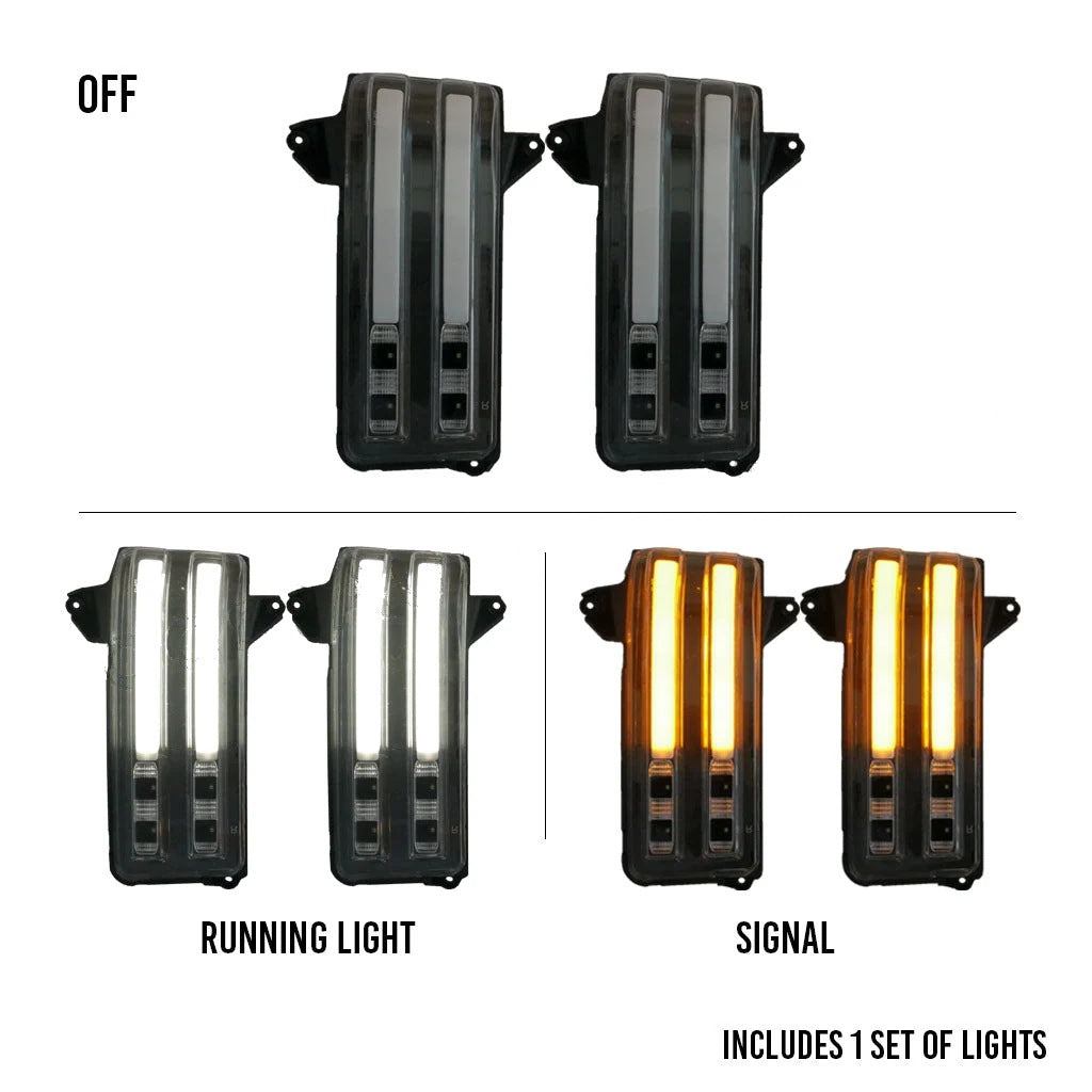 2019-2026 Silverado & Sierra tow mirror marker lights, clear lens with spot lights, white running light