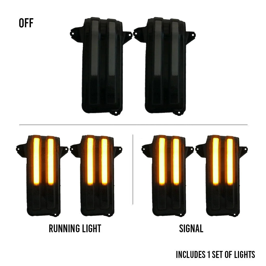 2019-2026 Silverado & Sierra tow mirror marker lights, smoked lens, amber running light