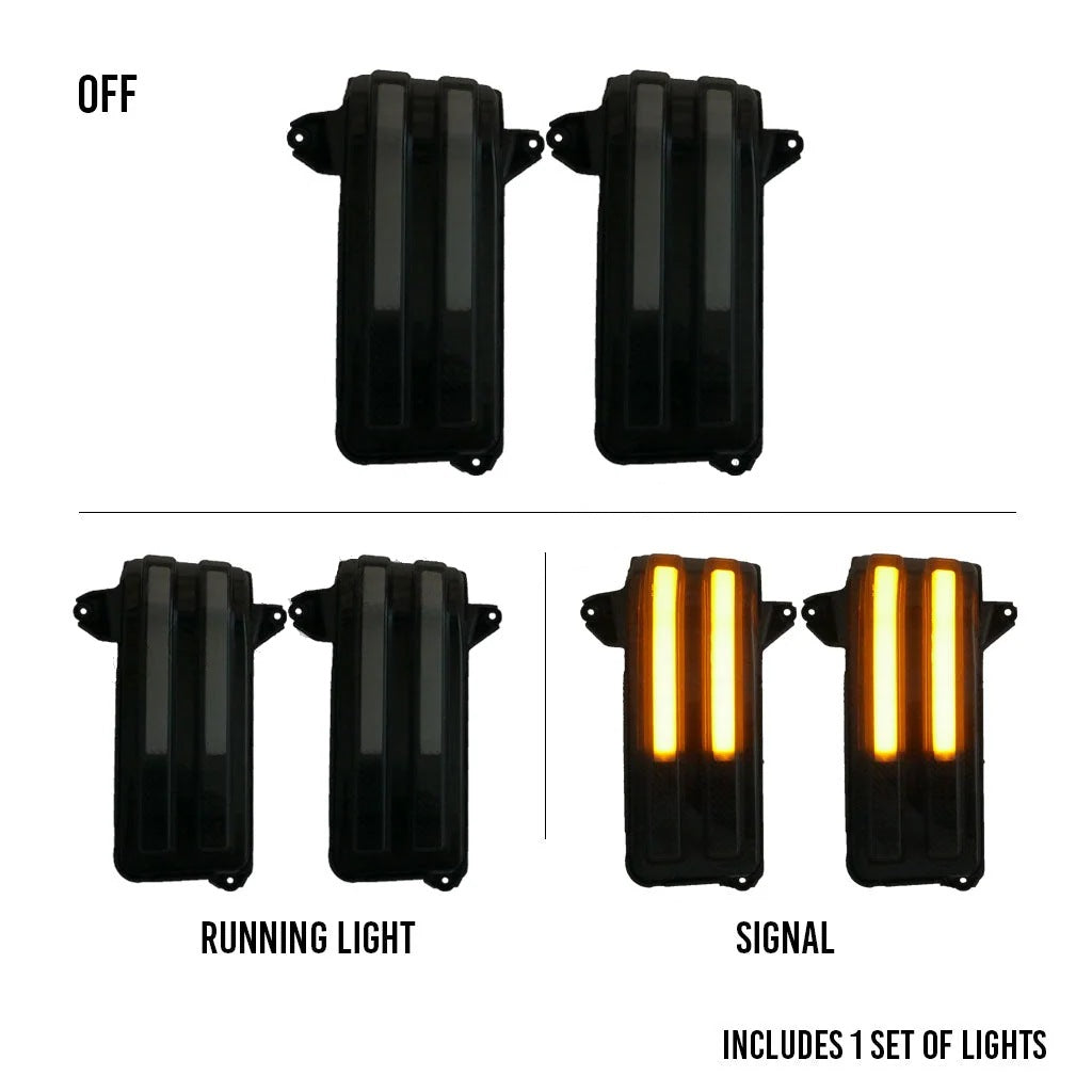 2019-2026 Silverado & Sierra tow mirror marker lights, smoked lens, signal only