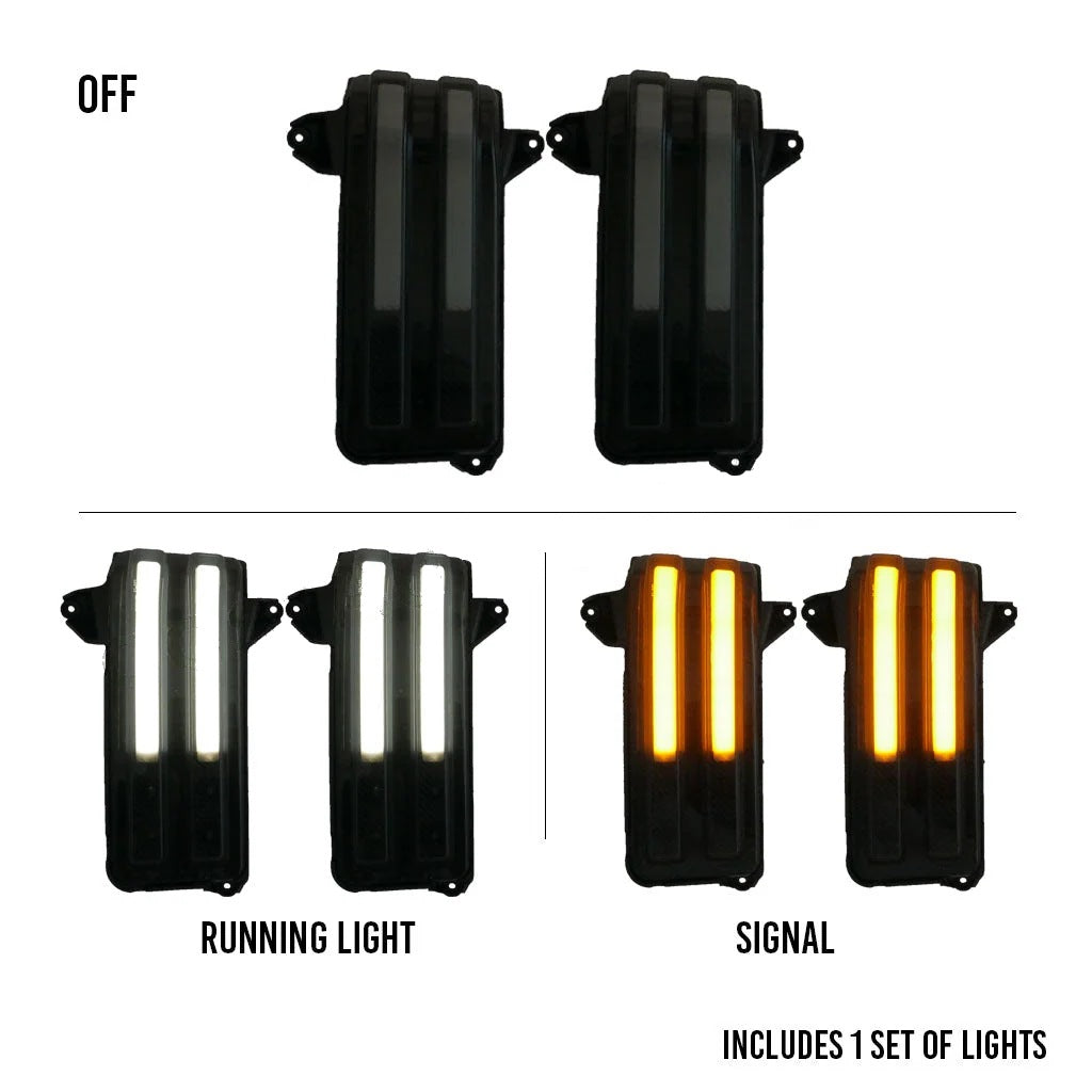 2019-2026 Silverado & Sierra tow mirror marker lights, smoked lens, white running light