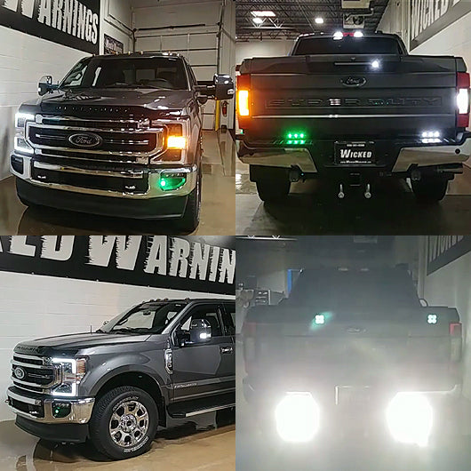 F-350 Amber White & Green Strobe Lights