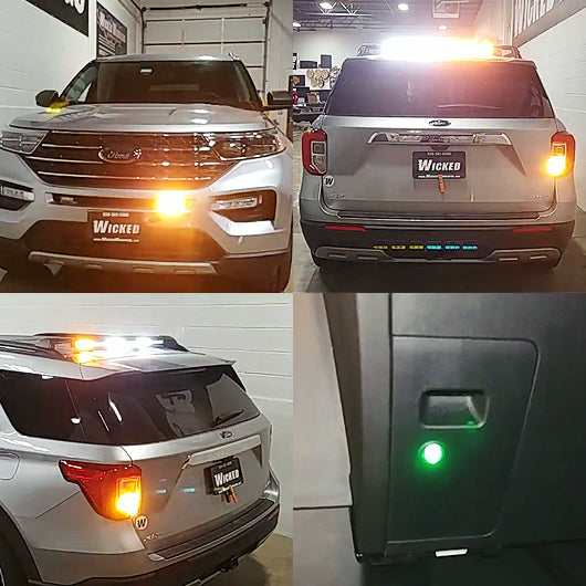 Amber-White Strobe Warning Lights Kit
