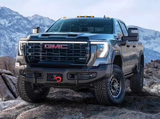 2024-2025 GMC Sierra 2500/3500 LED “Power” Grille Bar – SLE, SLT, Pro, AT4 & AT4X, IP67, Bolt-On, Black/Silver