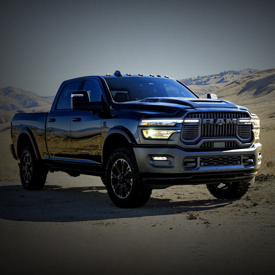 2025 Ram 2500/3500 (6th-Gen) LED Grille Light Kit – Curved Fit, IP67, Bolt-On, Silver or Black Anodized Frame