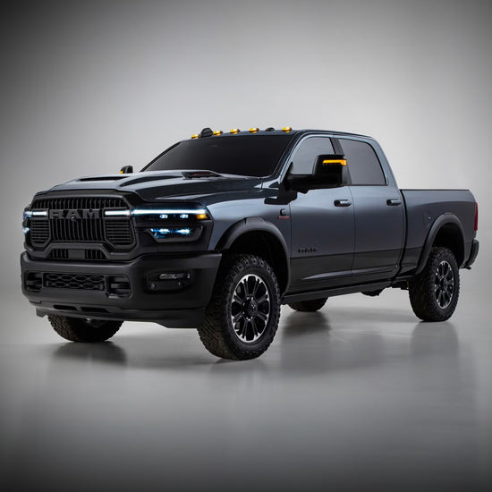 2025 Ram 2500/3500 (6th-Gen) LED Grille Light Kit – Curved Fit, IP67, Bolt-On, Silver or Black Anodized Frame