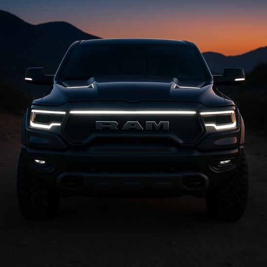 2021-2024 Ram 1500 TRX LED “Power” Grille Bar – IP67, Bolt-On, Black or Silver Frame