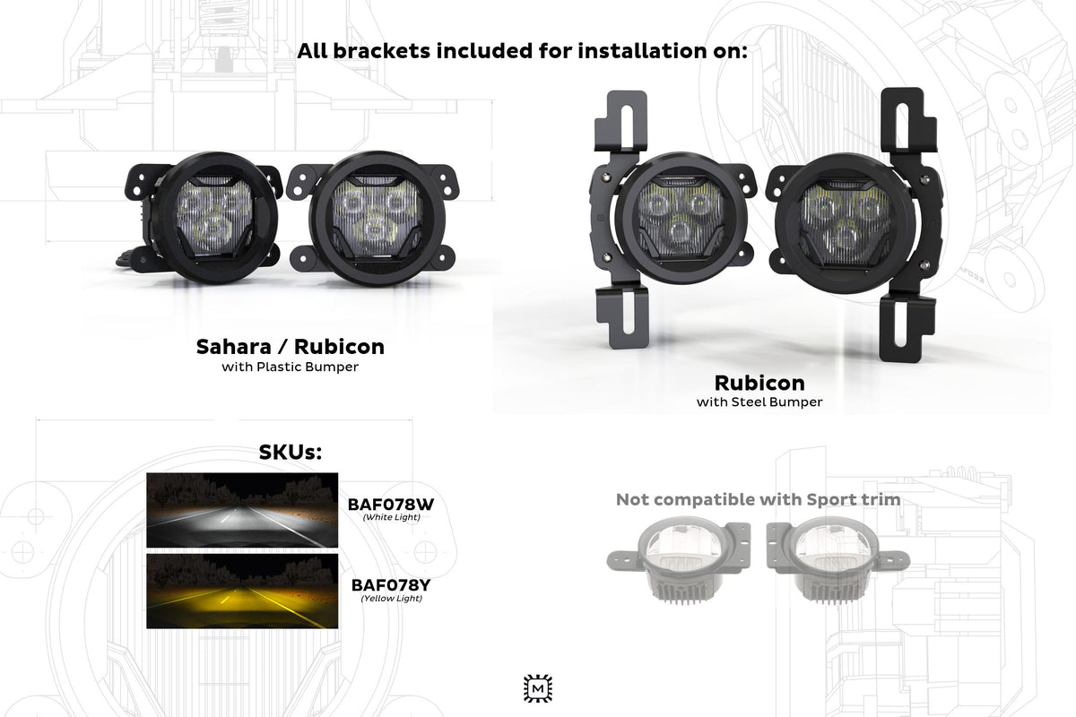 Morimoto 4Banger LED Fog Lights: 2018-2026 Jeep Wrangler JL / Gladiator JT
