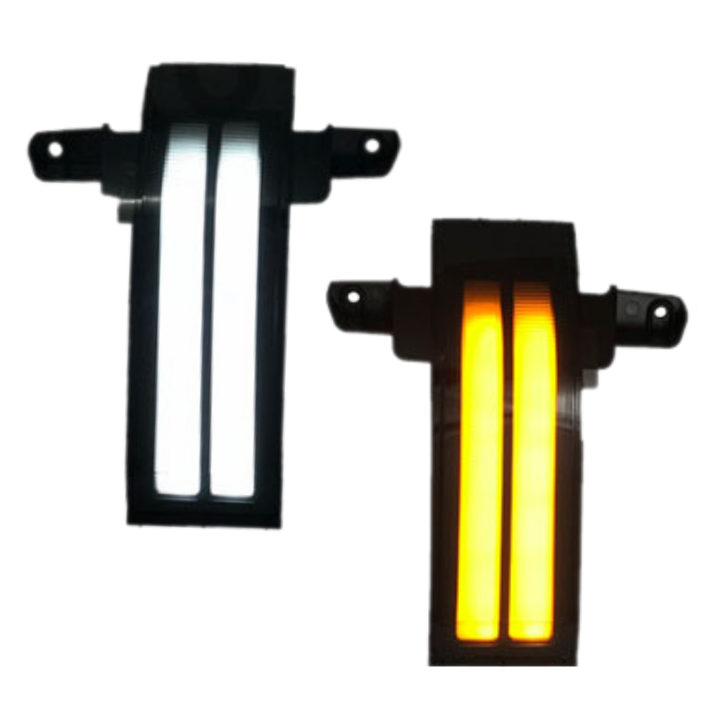 2014-2019 Chevy Silverado & GMC Sierra Unpainted Switchback Tow Mirror Marker Lights – White & Amber Lit