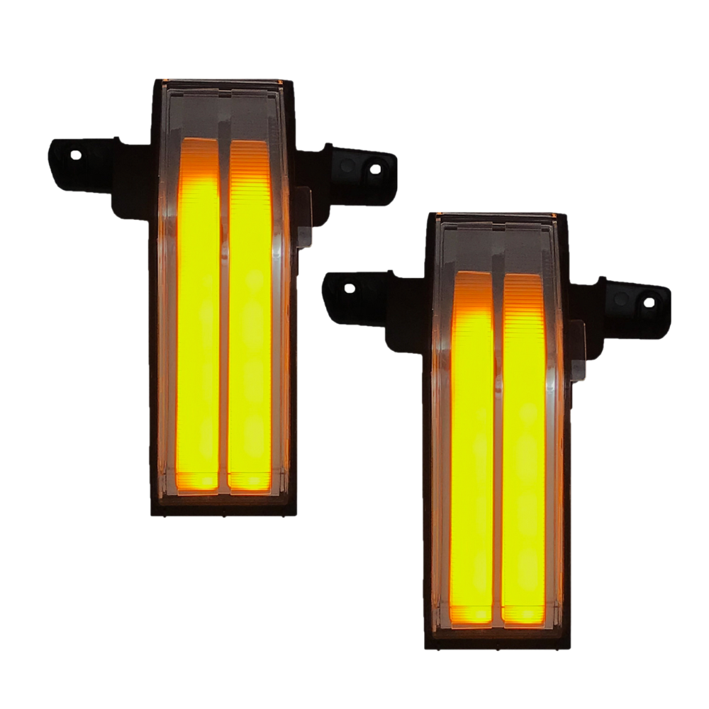 2014-2019 Chevy Silverado & GMC Sierra Unpainted Switchback Tow Mirror Marker Lights – Amber Lit