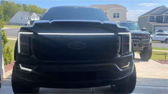 2021-2023 Ford F150 Lariat LED “Power” Grille Accent Bar – IP67, Black/Silver Frame