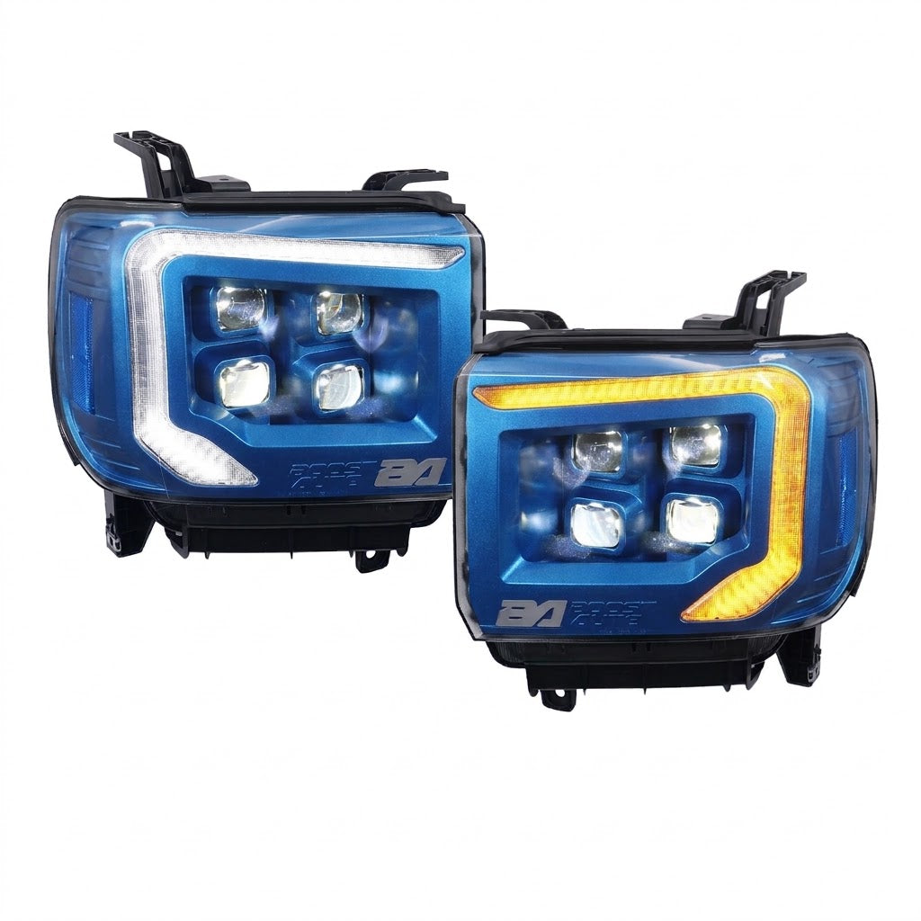 2014-2018 GMC Sierra 1500 | 2015-2019 GMC Sierra HD Boost VX4 LED Headlights – Lit