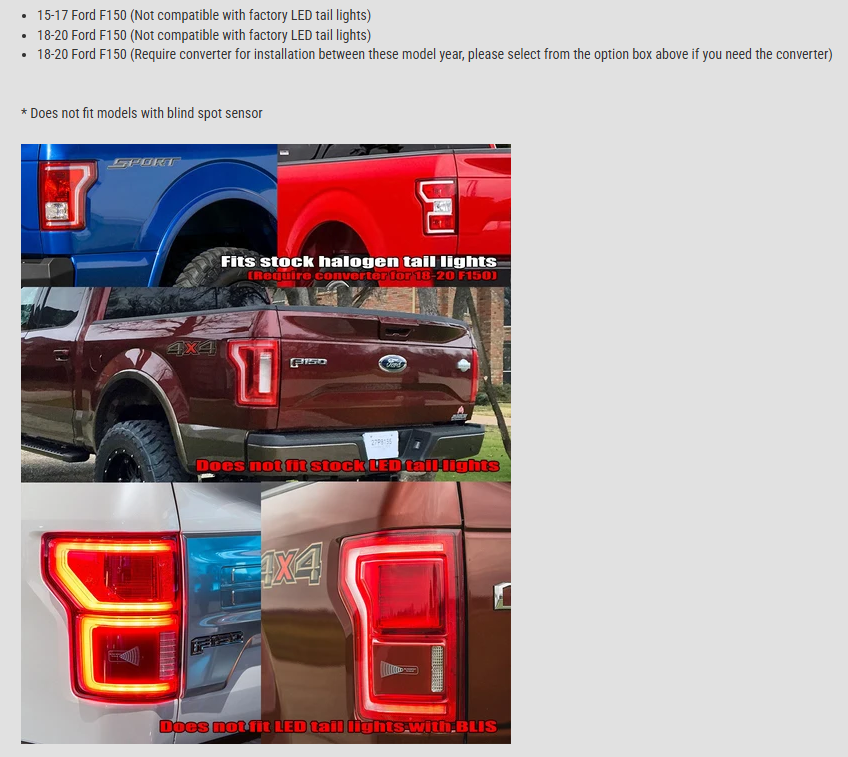 2015-2020 FORD F150 ALPHAREX LUXX SERIES TAIL LIGHTS (Fits factory halogen trucks only)
