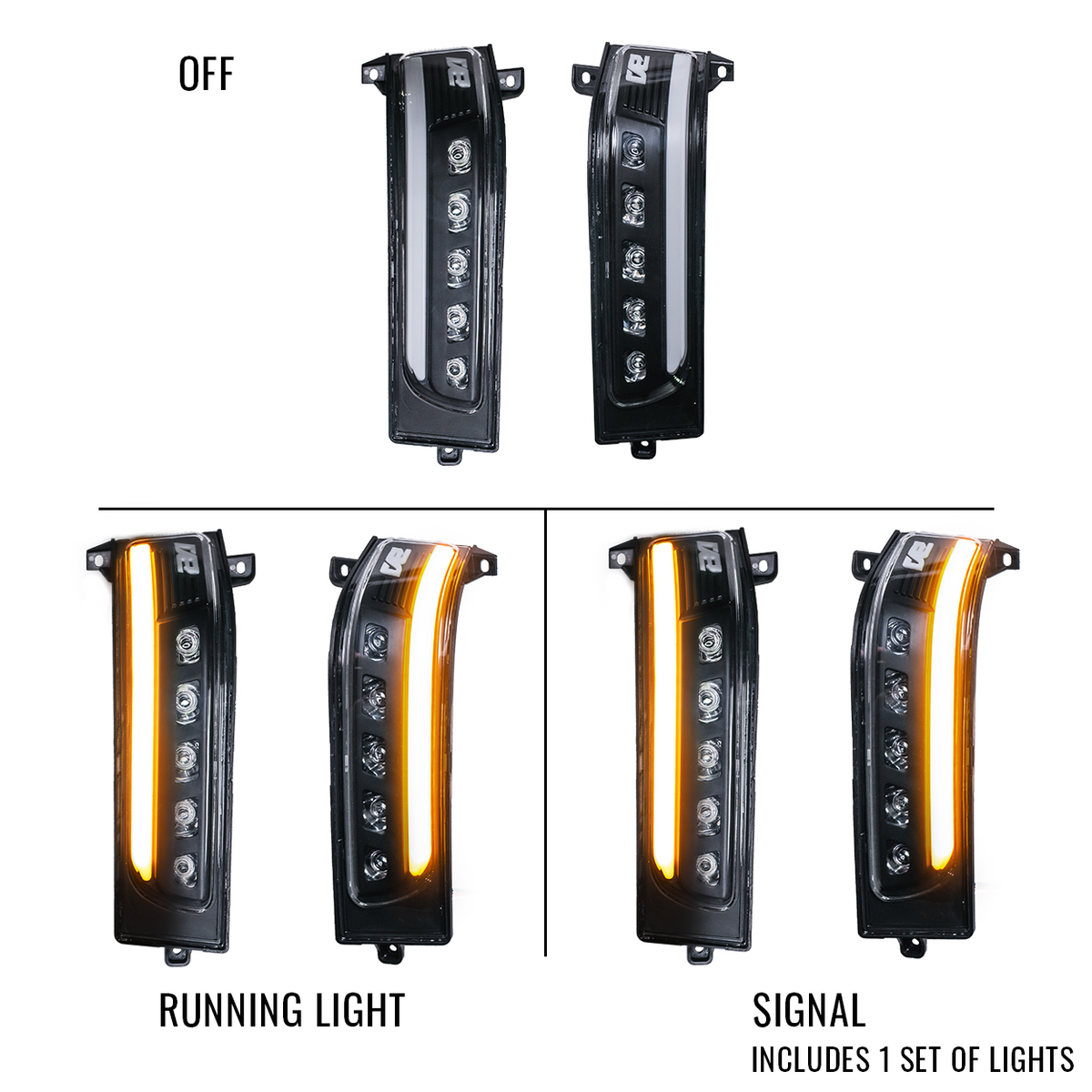 2023-2026 Ram 2500/3500 & 2025-2026 Ram 1500 Unpainted Tow Mirror Marker Lights – Sequential Signal & Running Light with Spot Light