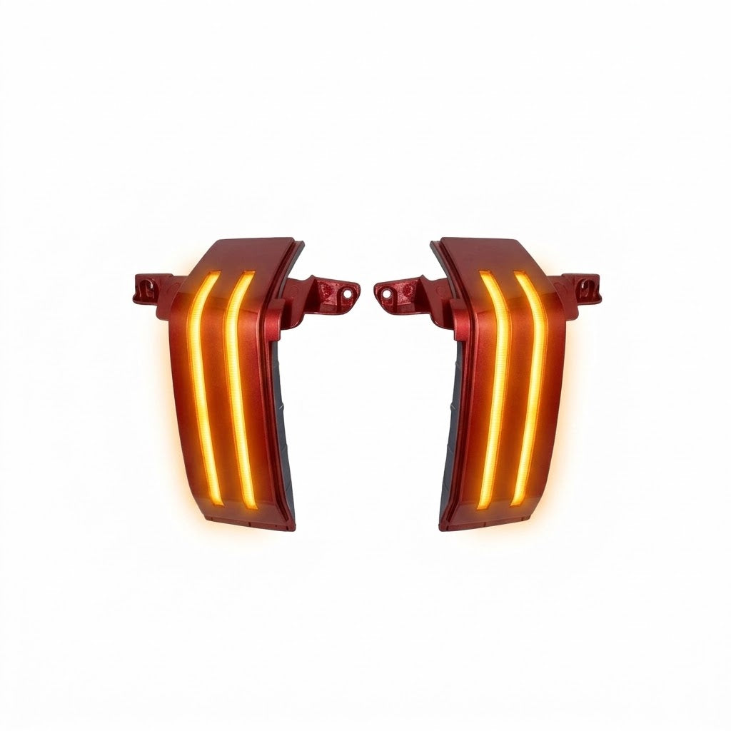 2014-2019 Chevy Silverado & GMC Sierra Colormatched Tow Mirror Marker Lights – Red, Amber Lit