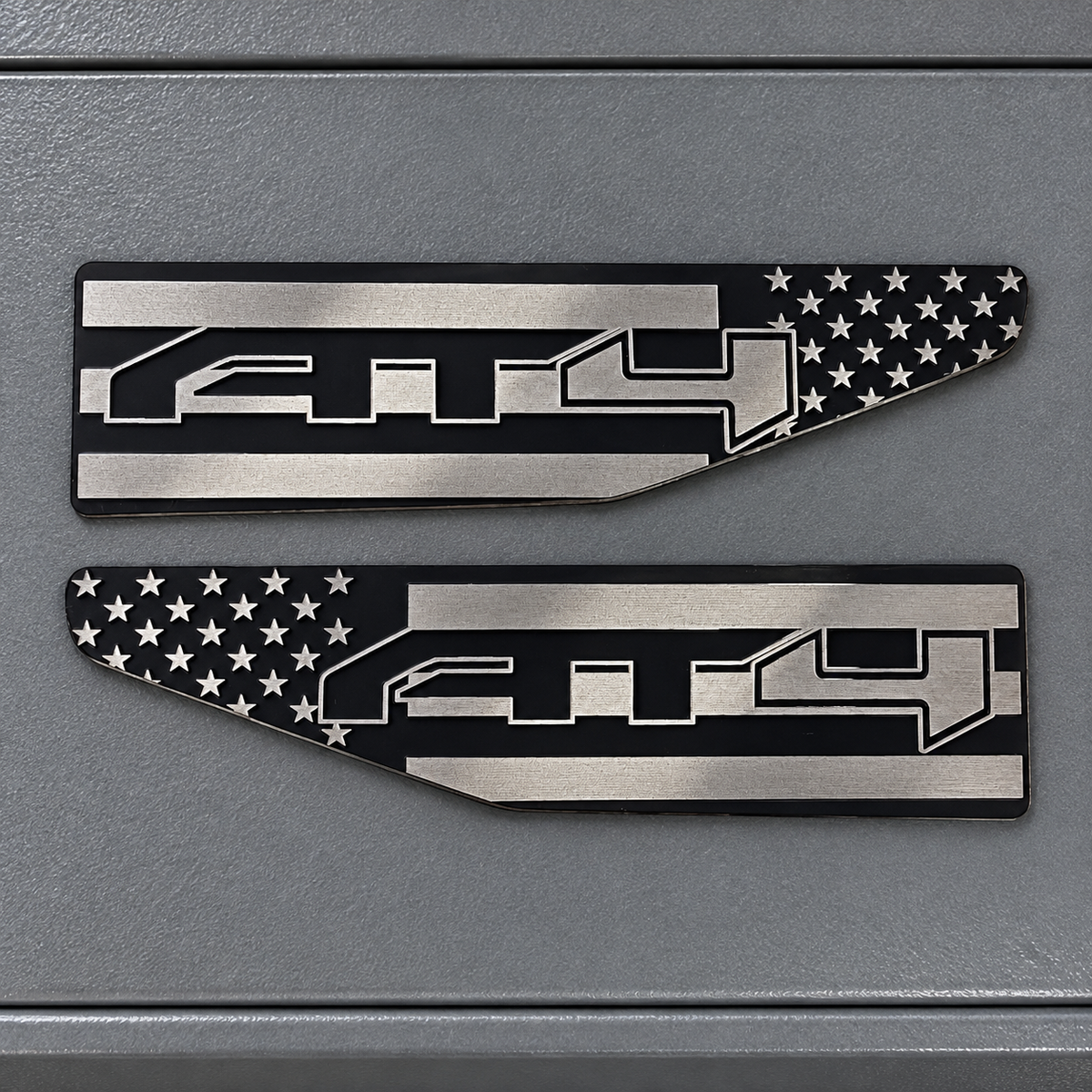 2021-2026 GMC Yukon | AT4 Over American Flag Fender Emblems (Pair) (installed reference photo)