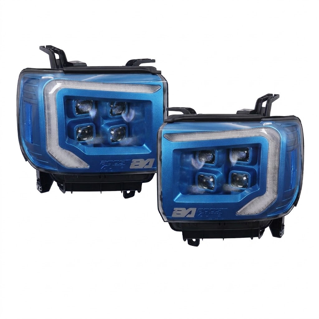 2014-2018 GMC Sierra 1500 | 2015-2019 GMC Sierra HD Boost VX4 LED Headlights – Blue