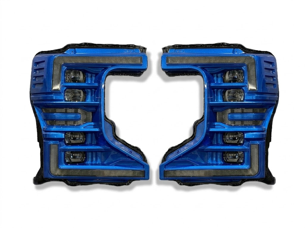 2020-2022 Ford Super Duty Morimoto XB LED headlights painted blue