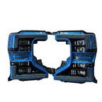 2020-2022 Ford Super Duty Morimoto XB LED headlights painted blue two-tone