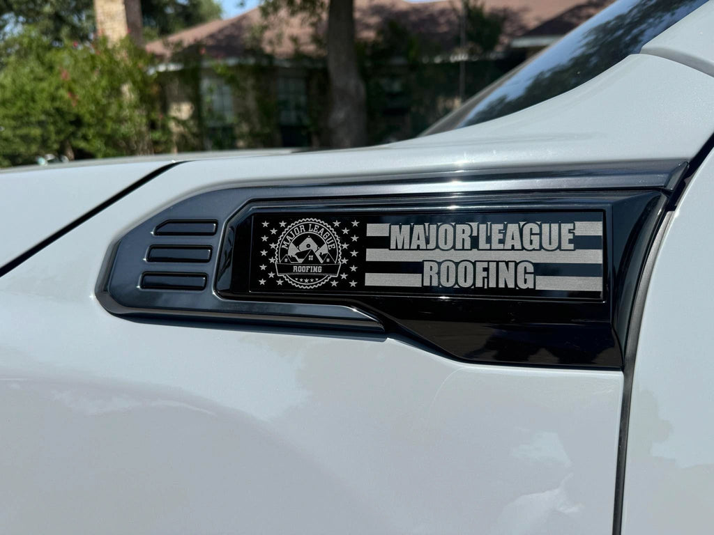 2020-2026 GMC Sierra HD | Black Duramax & Gas Fender Emblem Vent Inserts (Pair) (installed reference photo)