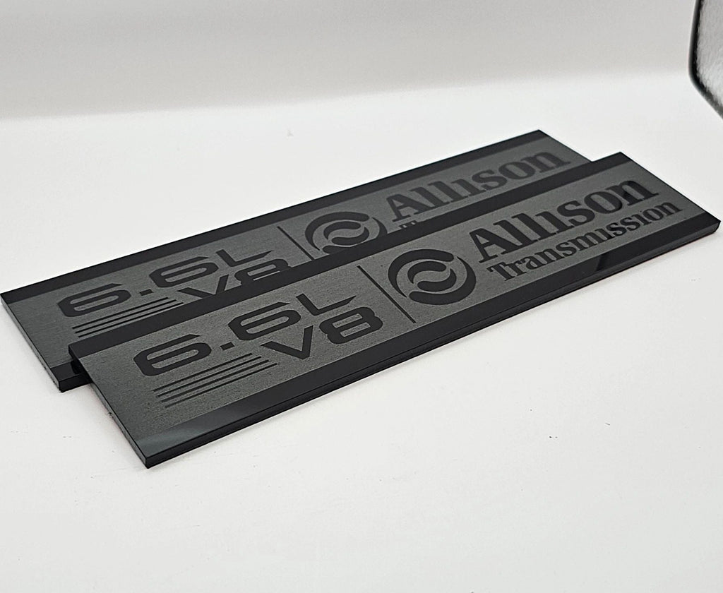 2020-2026 GMC Sierra HD | Black Duramax & Gas Fender Emblem Vent Inserts (Pair) (installed reference photo)