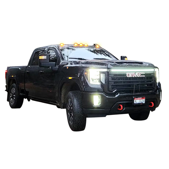 2020-2023 GMC Sierra 2500/3500 AT4 LED “Power” Grille Light Bar – IP67, Bolt-On, Black/Silver Frame