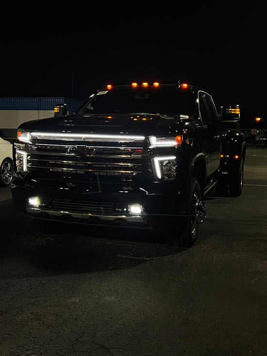 2020-2023 Chevy Silverado 2500/3500 LED “Power” Grille Light Bar – LTZ & High Country, IP67, Black/Silver