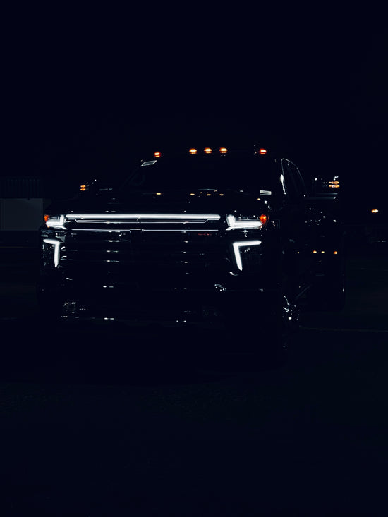 2021-2023 Chevy Silverado 2500/3500 LT LED “Power” Grille Bar – IP67, Bolt-On, Black or Silver Frame
