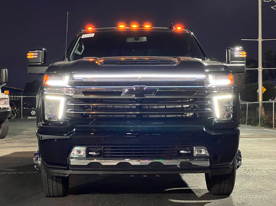 2021-2023 Chevy Silverado 2500/3500 LT LED “Power” Grille Bar – IP67, Bolt-On, Black or Silver Frame