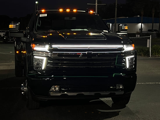 2020-2023 Chevy Silverado 2500/3500 LED “Power” Grille Light Bar – LTZ & High Country, IP67, Black/Silver