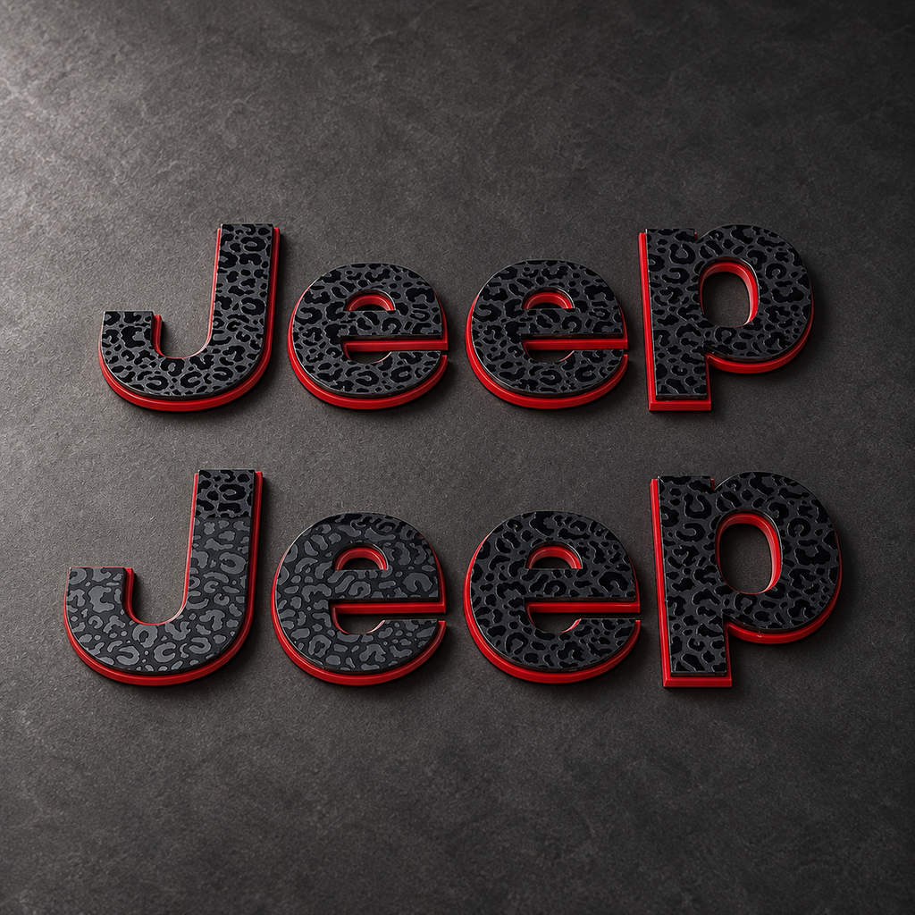 2018-2025 Jeep Wrangler JL & Gladiator JT | Leopard Print Fender Badges (installed reference photo)