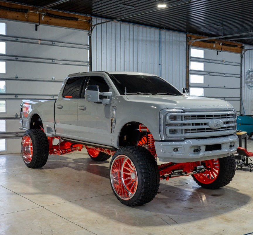 Ford Super Duty with MWCustoms color-matched lighting, built in-house