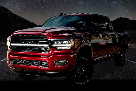 2019-2022 Ram 2500/3500 Limited LED Grille “Power” Light Bar – Single Strip, IP67, Black/Silver Frame