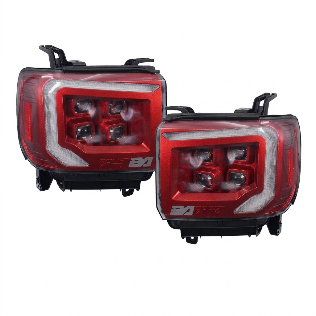 2014-2018 GMC Sierra 1500 | 2015-2019 GMC Sierra HD Boost VX4 LED Headlights – Red