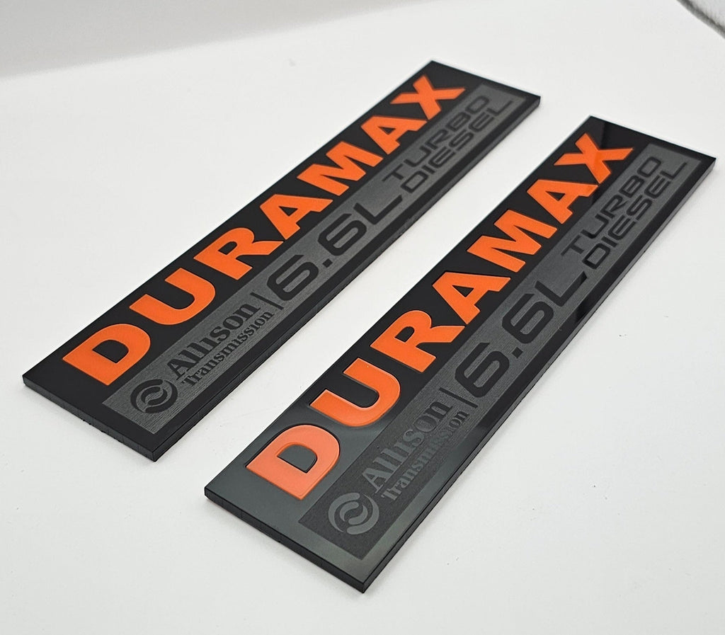 2020-2026 GMC Sierra HD | Duramax-Style Color Fender Emblem Inserts (Pair) (installed reference photo)