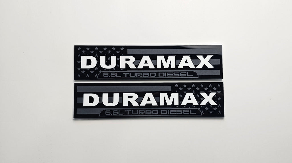 2020-2026 GMC Sierra HD | Duramax-Style American Flag Fender Emblem Inserts (Pair) (installed reference photo)