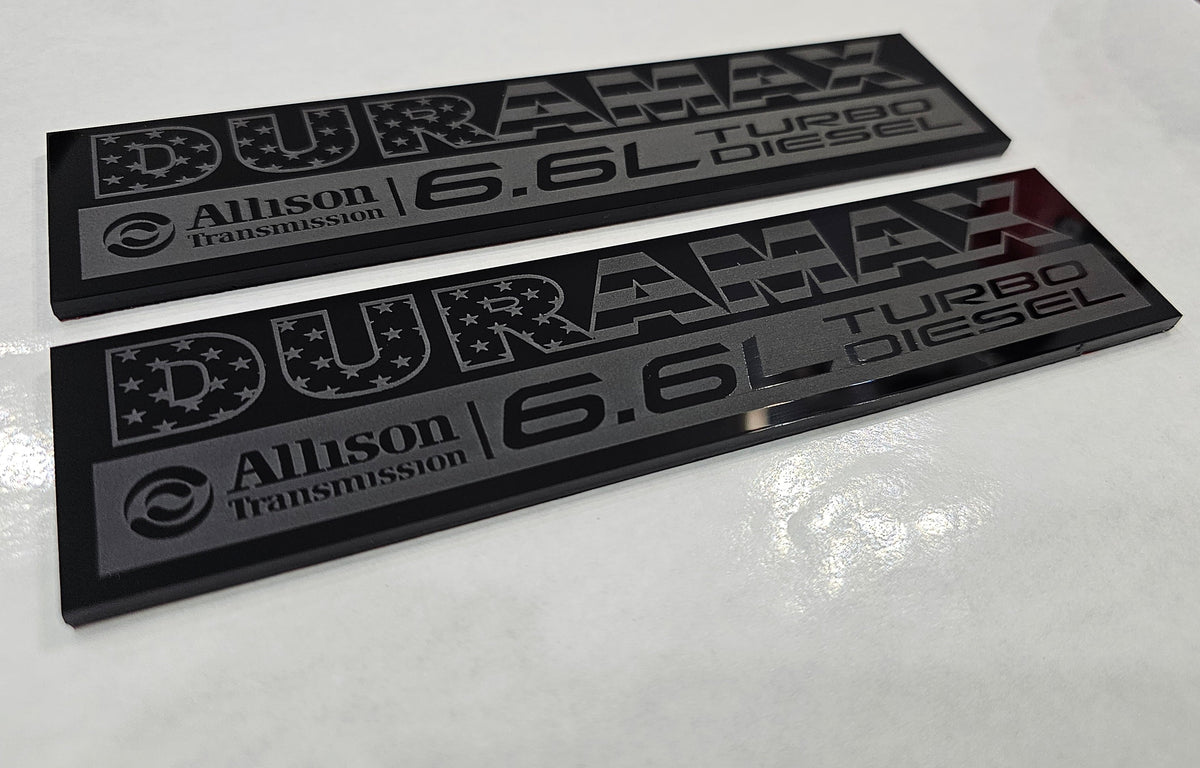 2020-2026 GMC Sierra HD | Black Duramax & Gas Fender Emblem Vent Inserts (Pair) (installed reference photo)