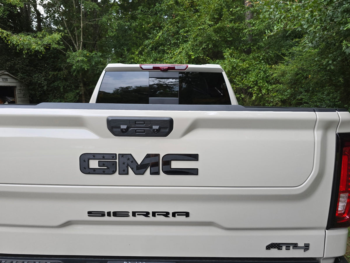 2020-2026 GMC Sierra, Yukon & Canyon | AT4-Style American Flag Emblems (Set of 3) (installed reference photo)