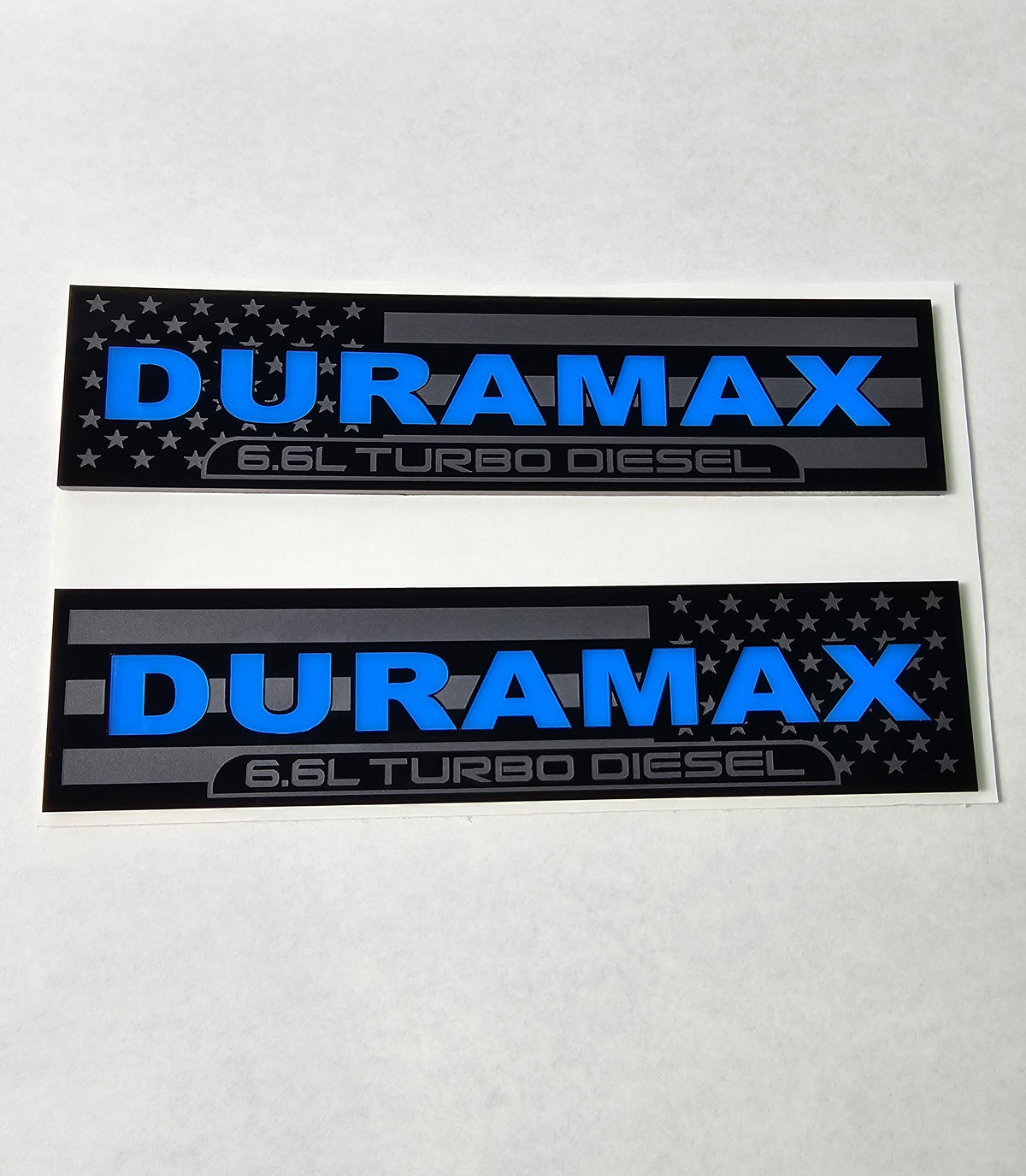 2020-2026 GMC Sierra HD | Duramax-Style American Flag Fender Emblem Inserts (Pair) (installed reference photo)