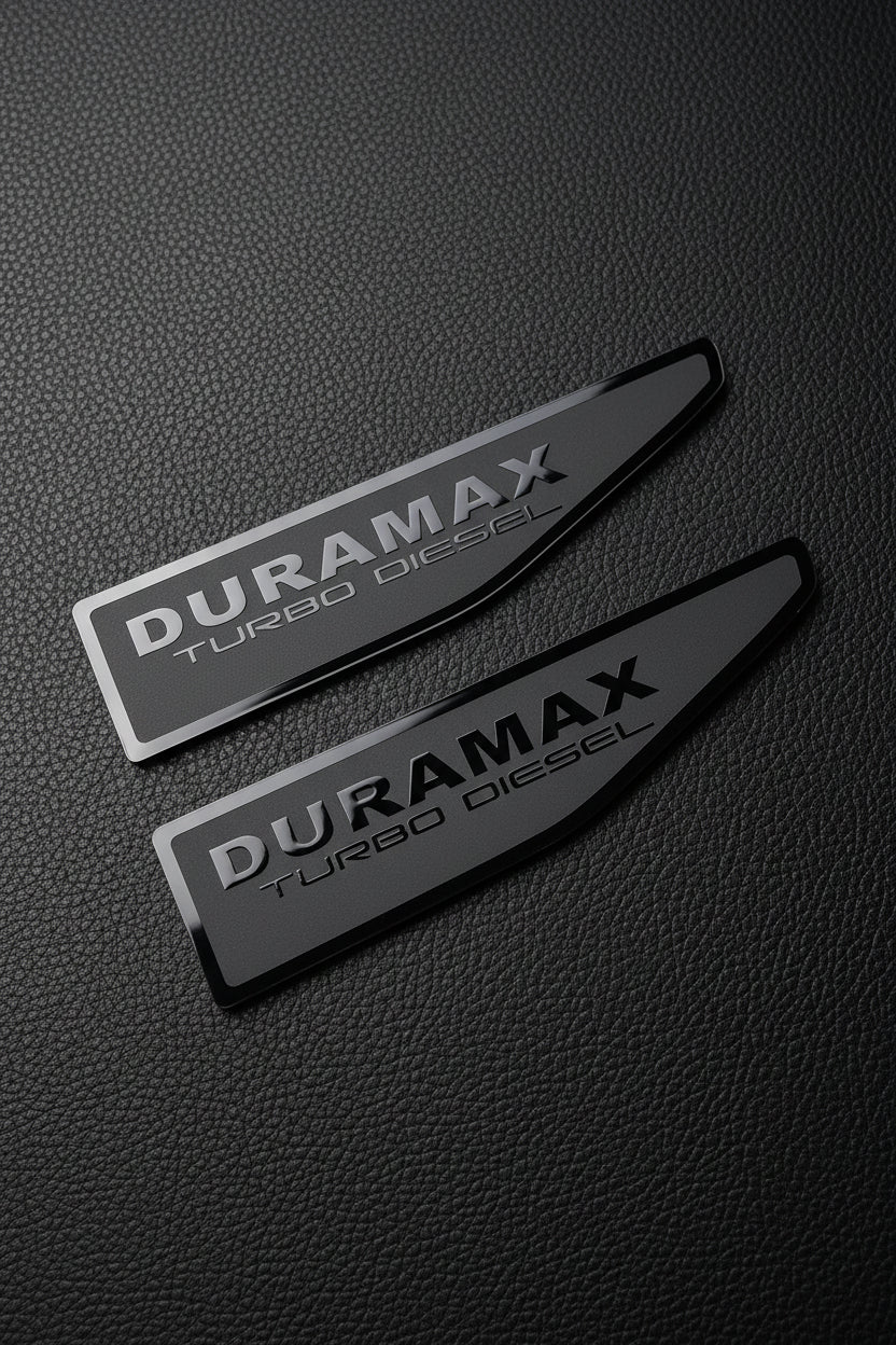2021-2026 GMC Yukon | Duramax Color Text Fender Emblems (Pair) (installed reference photo)