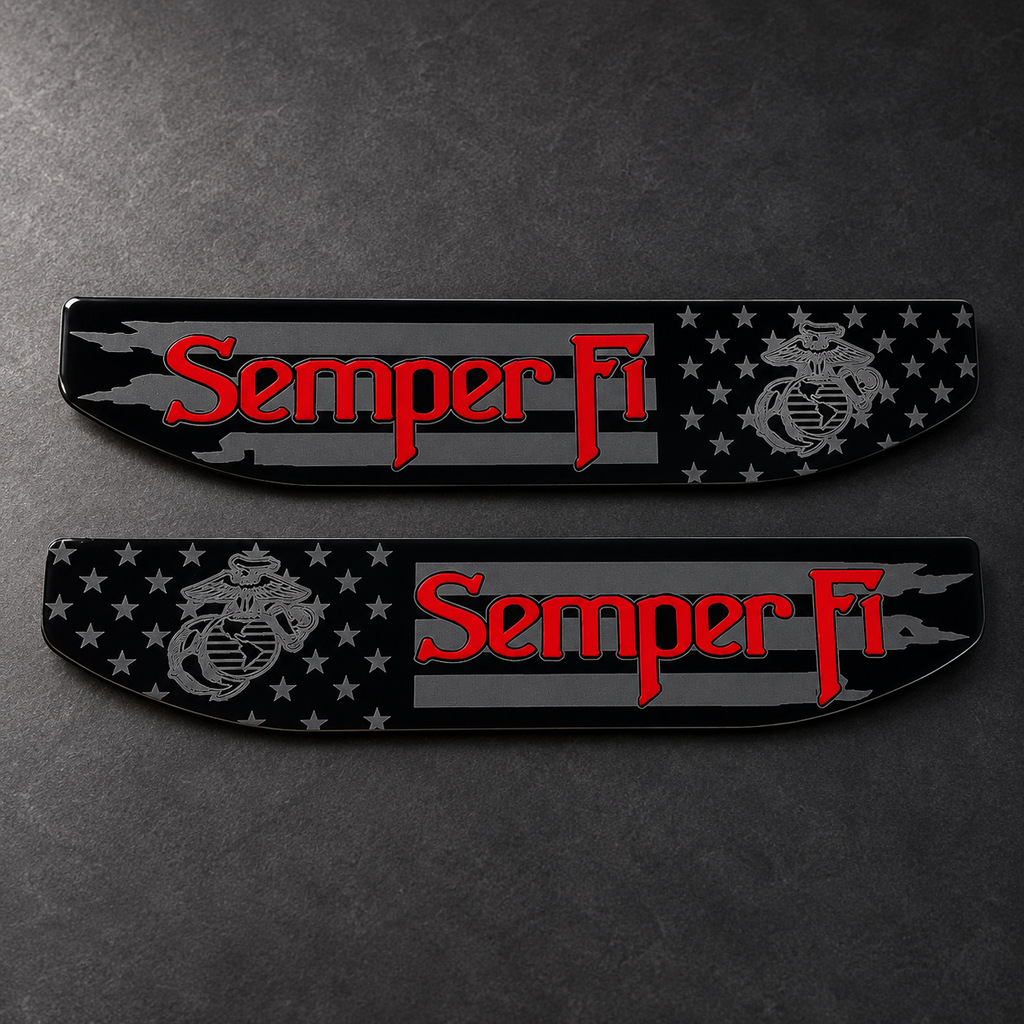 2019-2026 GMC Sierra 1500 | Semper Fi Fender Emblem Inserts (Pair) (installed reference photo)